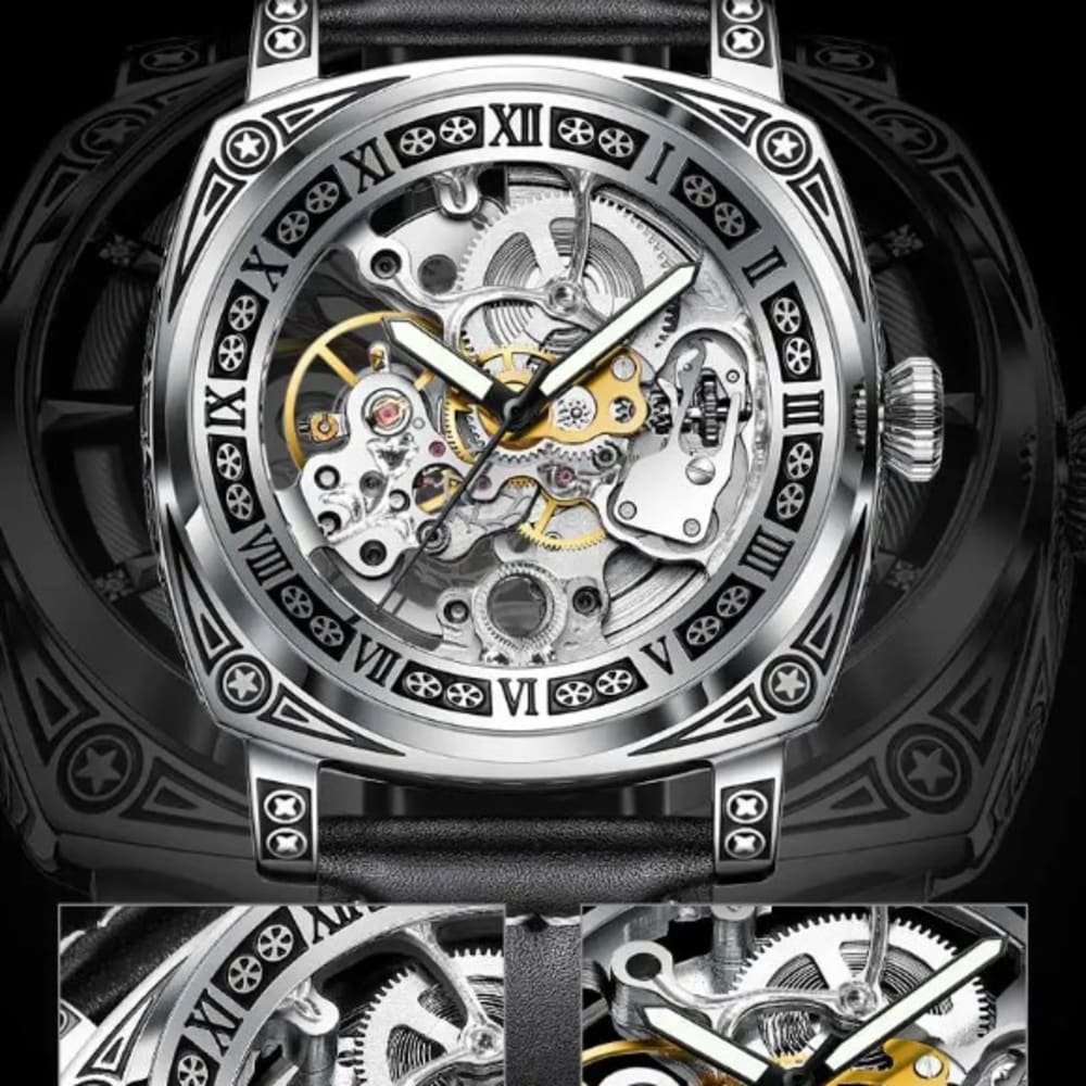 2023PINDU Men's Luxury Mechanical Watch with Hollow Design, Waterproof - Professional Style